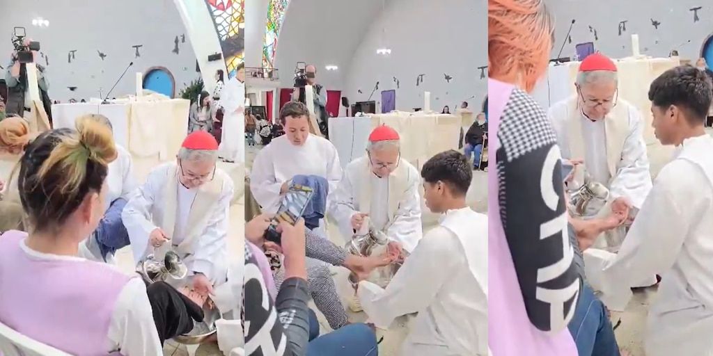 Cardenal y arzobispo Rueda lava pies a mujeres trans y trabajadoras sexuales en Bogotá