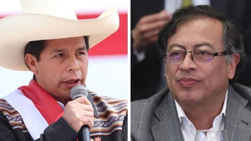 El presidente de Perú, Pedro Castillo, a través de dos cartas dirigidas al presidente electo de Colombia, Gustavo Petro, manifestándole que no asiste al cambio de mandato presidencial por circunstancias ajenas a su voluntad.