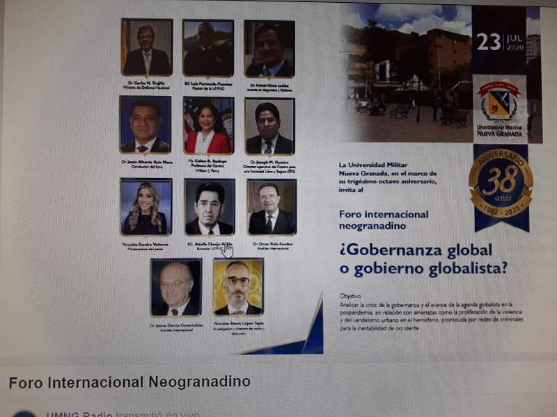 Un panorama global y nacional marcado por una crisis social, económica, política y biológica, hace prever que para el año 2021 las tensiones entre las grandes potencias podrían agudizarse y afectar la nueva vida que dejará el paso del Covid 19, aseguró un grupo de expertos en el foro por el 38 aniversario de la Universidad Militar Nueva Granada.