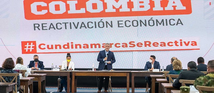 El presidente de la república Iván Duque Márquez durante su intervención en la instalación del Diálogo de Reactivación Económica, que se desarrolló en Mosquera (Cundinamarca), destacó que  “este Gobierno quiere a esta región, quiere a este departamento y lo entiende”. 