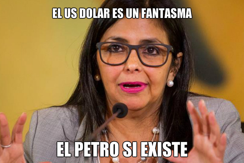 El chiste de hoy. La VicePresidenta de la República Bolivariana de Venezuela y ex Canciller, Delcy Eloina Rodríguez, dice que el US dólar es una moneda fantasma. Y el Petro si existe.