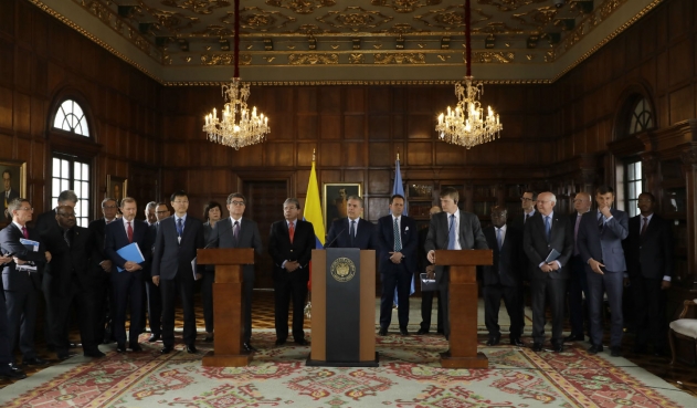 “Queremos el acompañamiento de la Misión por un año más”, afirmó el Presidente Iván Duque luego de la reunión con el Consejo de Seguridad de la ONU en el Palacio San Carlos, sede de la Cancillería colombiana.