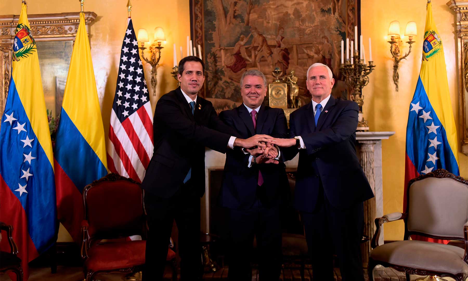 El vicepresidente de Estados Unidos Mike Pence, afirmó durante la reunión de cancilleres del Grupo de Lima, que si Venezuela llega a agredir a Colombia, ellos responderán, y agregó que el Gobierno norteamericano “está al 100 % con el Presidente interino Juan Guaidó”.